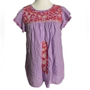 J. Marie Priscilla Lavender Top with Embroidery